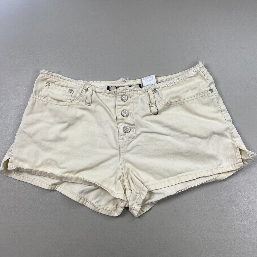 VTG Paris Blues Jean Shorts 13 Juniors Button Fly Shorty Low Rise Beige Y2K 30x2